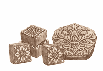Textile motifs and tools reflecting global traditions